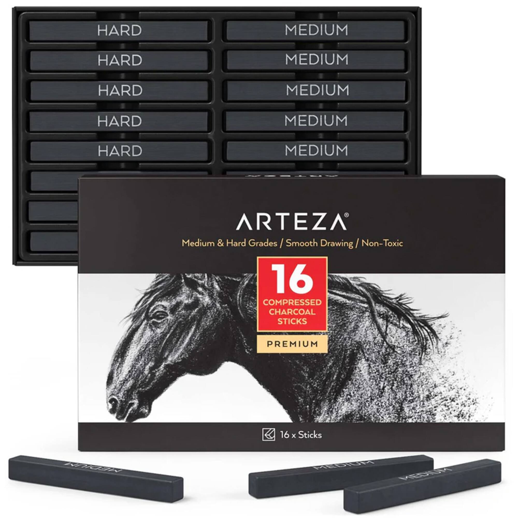 Arteza® Medium & Hard Grade Compressed Charcoal Set